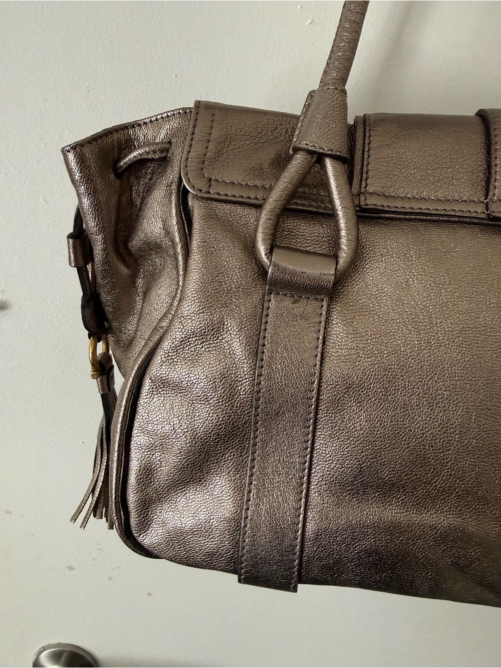 Salvatore Ferragamo Metallic browny pewter leather Multi-Pocket Tassel bag - Picture 15 of 16